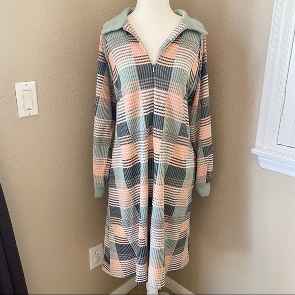 Vintage Dresses & Skirts - Vintage | Pastel Plaid Midi Sweater Dress